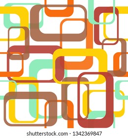 70s Happy Seamless Pattern Background. Vector Design