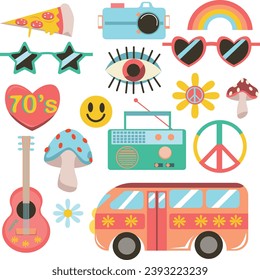 70's hippie retro retro flowers rainbow style grand bus 