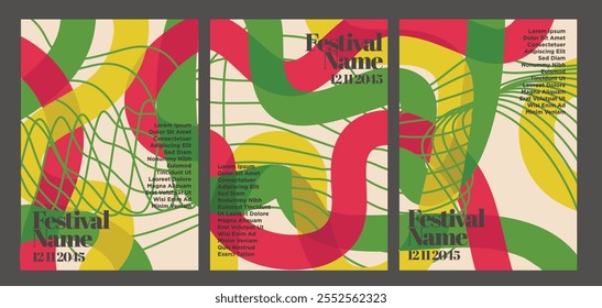 70s Inspired Abstract Poster Set. vintage abstract poster set vector illustration