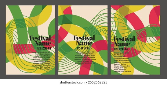 70s Inspired Abstract Poster Set. vintage abstract poster set vector illustration