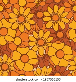 70's inspired floral vector pattern. This pattern included browns and yellows represented in a bold way. Great for fabrics and packaging