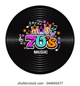 70s Music Discography. Vector Illustration