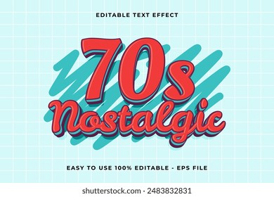 70s nostalgic 3d editable vector text effect. trendy style text effect