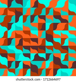 70s Particles Semi Circle Collage Seamless Pattern - Colorful abstract composition created from circles and semi circles.