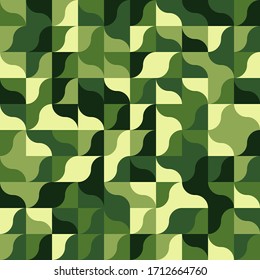 70s Particles Semi Circle Collage Seamless Pattern - Colorful abstract composition created from circles and semi circles.
