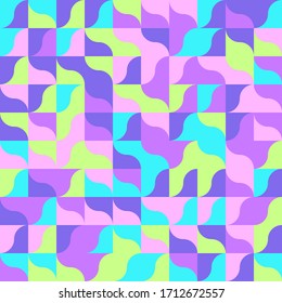 70s Particles Semi Circle Collage Seamless Pattern - Colorful abstract composition created from circles and semi circles.