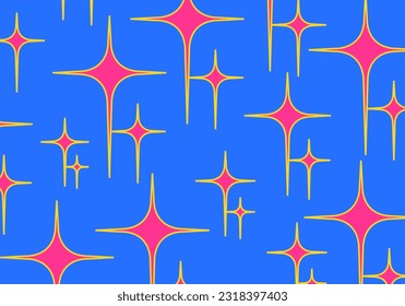 70s psychedelic seamless patern. 70s stars shapes. retro vintage. hippie, groovy, funky card. hippie background