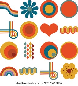 70s Rainbow Vector Design Elements