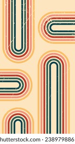Retro de los años 70 Resumen de fondo de arcoiris groovy Wavy Line diseño en estilo Hippie Vintage Retro de los años 70. Antísimo fondo retro vintage, patrón vectorial, patrón vectorial vintage, líneas de color de los años 70