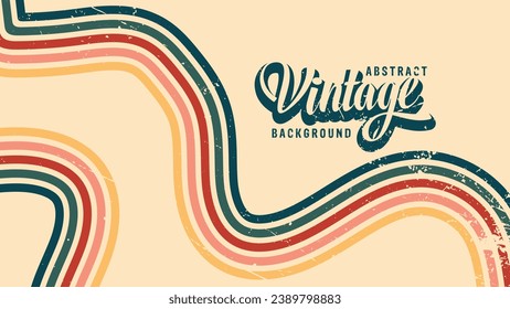 70s retro Abstract background of rainbow groovy Wavy Line design in 1970s Hippie Vintage Retro style. Old Vintage Retro background, Vector pattern, Vector vintage pattern, Vintage 70s colorful lines