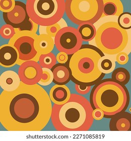 plantilla de patrón de fondo de pared de puntos de círculo retro de los años 70. Resumen de los patrones de moda, de los fondos vectoriales modernos. Patrones orgánicos con puntos de color. diseño creativo