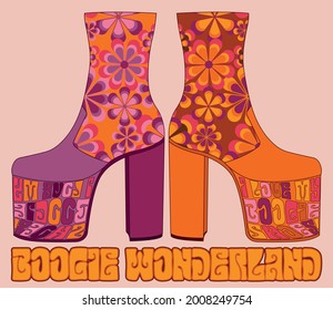 70s disco platform boots