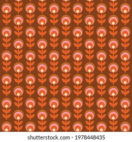 70s Retro Floral Background Pattern