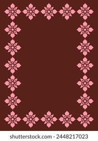 70s retro floral frame. Geometric ornament, pattern. Nostalgia concept. Vertical poster, flyer, card design, background.