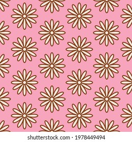 70s retro floral outline pattern