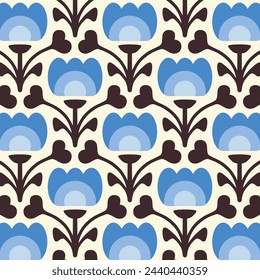 70s retro floral wallpaper pattern background