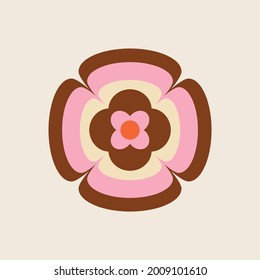 70s Retro Flower Clipart Elements Vector Design 