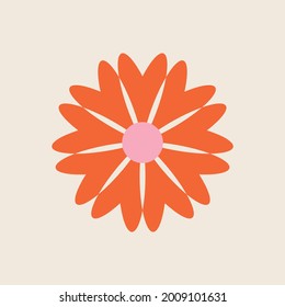 70s Retro Flower Clipart Elements Vector Design 