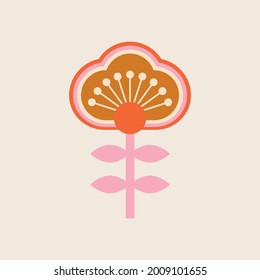 70s Retro Flower Clipart Elements Vector Design 