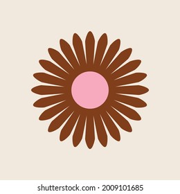 Diseño de vectores de elementos de clipart de flor retro de los años 70 