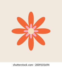 70s Retro Flower Clipart Elements Vector Design 