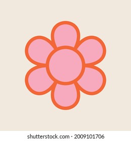 70s Retro Flower Clipart Elements Vector Design 