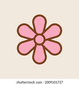 Diseño de vectores de elementos de clipart de flor retro de los años 70 