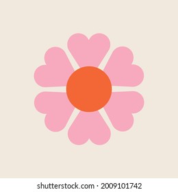 70s Retro Flower Clipart Elements Vector Design 