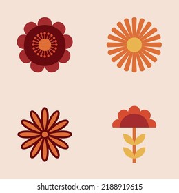 Diseño de vectores de elementos de clipart de flor retro de los años 70