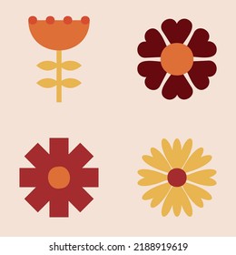 Diseño de vectores de elementos de clipart de flor retro de los años 70
