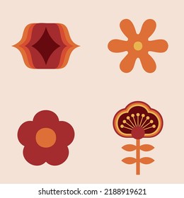 Diseño de vectores de elementos de clipart de flor retro de los años 70