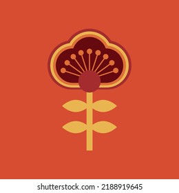 70s Retro Flower Clipart Elements Vector Design