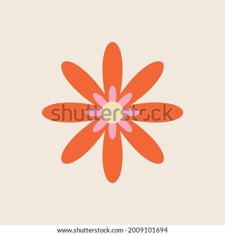 70s Retro Flower Clipart Elements Vector Design 