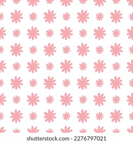 70s Retro flowers pattern. Seamless retro flowers background . Groovy naive flowers pattern pinkn yellow, red chamomile daisy