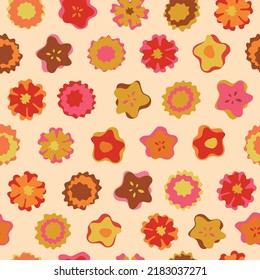 70 Flores retro patrón de repetición vectorial sin fisuras
