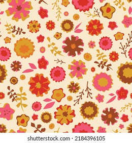 70 Flores retro patrón de repetición vectorial sin fisuras