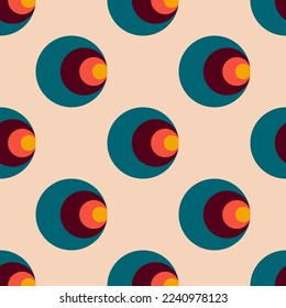 70s retro groove pattern with circles. Vintage geometrical pattern. Vector illustration