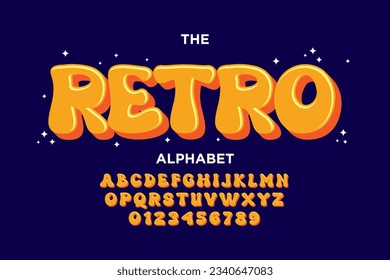 70s retro groovy alphabet letters font and number. Typography decorative fonts vintage concept.