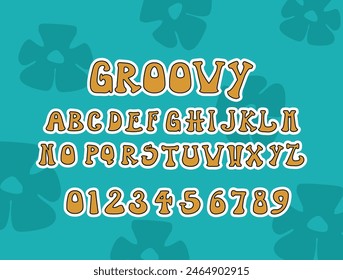 70s retro groovy alphabet letters font and number. Typography decorative fonts vintage concept.