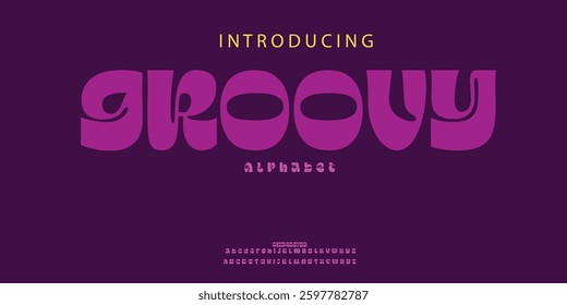 70s retro groovy alphabet letters font and number. Typography decorative fonts vintage concept.