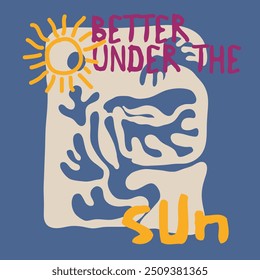 70s retro groovy better days ahead slogan print with smiling sun illustration for graphic tee t shirt or poster sticker - Vector