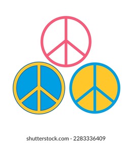 70s retro groovy hippie logo slogan illustration with peace sign and flowers sticker and patch - Vintage vector icon retro