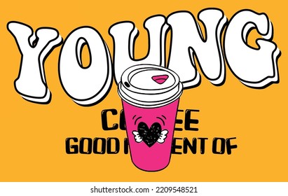 70s retro groovy inspirational slogan print with hippie symbols for graphic tee t shirt or poster sticker - Vector