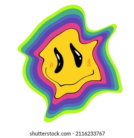 70s Retro Groovy Melting Smiley Face Stock Vector (Royalty Free) 2116233767