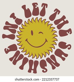 Hippie Smiling Sun with Eyes Retro Doodle Psychedelic Sunshine Design  Element 9275319 Vector Art at Vecteezy