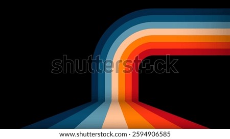 70s retro groovy striped background vector design. A minimalistic graphic design. vector illustration. colorful lines on a black background. simple and clean.