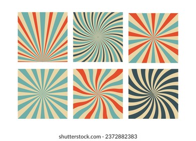 70s retro groovy sunburst background set