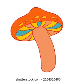 70s retro hippie magic mushroom. Vector illustration