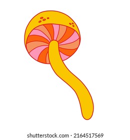 70s retro hippie magic mushroom. Vector illustration