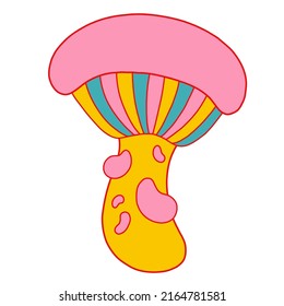 70s retro hippie magic mushroom. Vector illustration